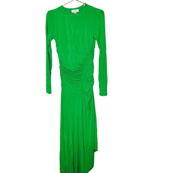 A.L.C. Adeline Green Asymmetrical Hemline Long Sleeves Dress Size Medium - Picture 2 of 10